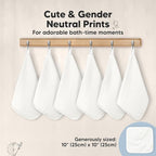 6-Pack Cotton Baby Washcloths for Newborn - Organic Cotton Muslin Soft Wash Cloths for Babies, Infant, Kids, Toddler Towels for Boy,Girl,Super Absorbent Face Cloths,Scratch-free Baby Rags (Soft White)