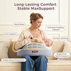 Momcozy Exclusive Memory Foam Nursing Pillow - Pioneering Safety Fence-Plus Size Breastfeeding Pillow for Ergonomic Comfort & Support-Easier and Healthier Nursing - Fit for All, Removable Cover