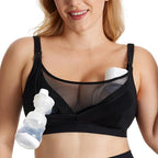 Momcozy Mesh Support Pumping Bra Hands Free Suitable for 36C-44G, Comfortable Plus Size Pumping and Nursing Bra in One