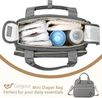 Crossbody Small Diaper Bag, Cute Mini Baby Diaper Tote Bags with Insulated Pockets for Traveling Outdoor Parent,Gray