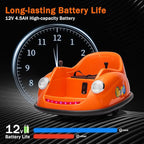12V Bumper Car for Toddlers, Electric Toy Ride on Battery Car with Kids W/Parent Remote Control, 2-Speed, 360 Degree Spin, Music & LED Lights for Kids, Orange