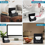 4 Pack Baby Wipes Dispenser Refillable Wipe Holder with Lid Toilet Wipes Container for Bathroom Tissue Paper Storage Box for Home Office (Black)