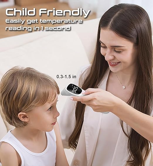 huangirl Touchless Thermometer, Digital Forehead Thermometer for Adults with Fever Alarm, Large LED Digits, 3-in-1 Non Contact Infrared Ear, Forehead & Touchless Thermometers