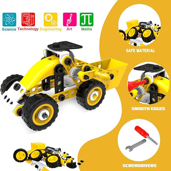 10 in 1 Stem Toys for 5 6 7 8 9+ Year Old Building Block Kit Stem Activities Projects Boy Toys Age 4-8 5-7 6-8 8-10 Creative Set Educational Engineering Excavator Construction Birthday