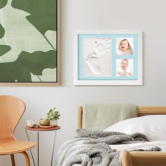 Baby Keepsake Frame,Personalized Newborn gifts,Newborn footprint kit,Baby hand and footprint kit,new mother gifts(grey)