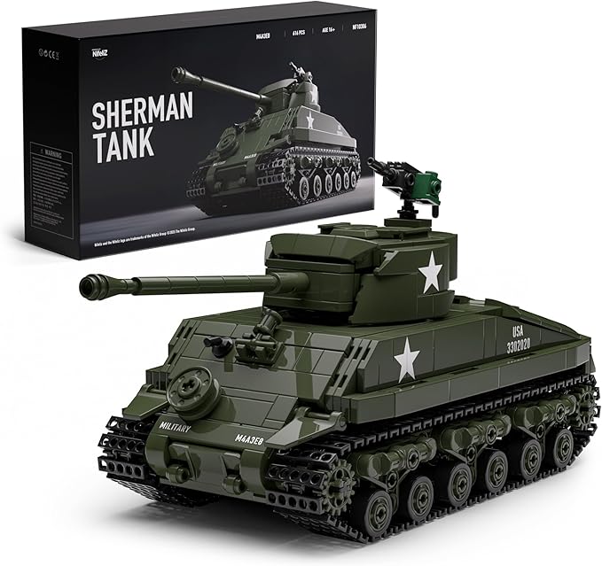 Nifeliz Sherman Military Tank Building Set for Adults, Collectible WW2 Military Model Toy to Build and Display, M4 Medium Vehicle for Army Enthusiasts (860 PCS, NF10313)
