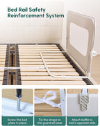 BABELIO Bed Rail for Toddlers, 59" Wide Swing Down & Adjustable Height Toddler Bed Rails for Kids/Elderly/Adults, Baby Side Railing for Twin/Full/Queen/King Size