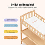 Dream On Me Emily Changing Table, Compact and Portable, Solid New Zealand Pinewood, Safety Rails, Two Storage Shelves, Includes Water-Resistant 1" Changing Pad — Natural