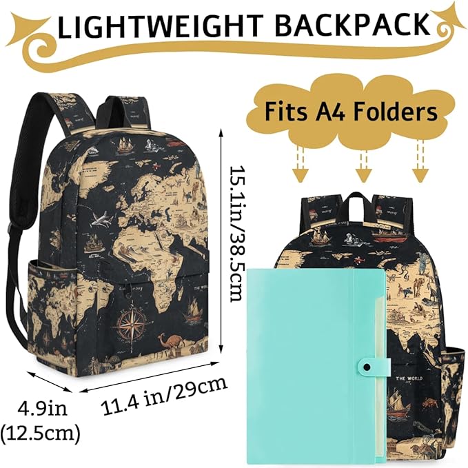 Toddler Backpack for Boys Kids, Cute Preschool Kindergarten School Bags for Girls Bookbag Daycare Travel Daypack, 15 Inch(World Map)