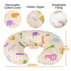 Baby Nursing Pillow for Breastfeeding, Adjustable Breast Feeding Pillow for Bottle Feeding, Breastfeeding Essentials for Mom and Baby Healthier Nursing, Removable Cover- Zoo Yellow