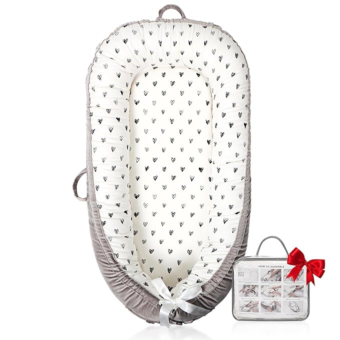 Baby Lounger | Organic Cotton Infant Lounger | Reversible, Adjustable & Portable Floor Lounger | Soft, Breathable, Washable Cover