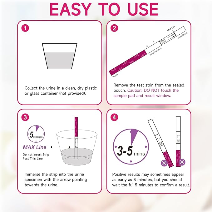 Pregnancy Test Strips, Early Result hCG Detection Home Pregnancy Test, 25 Count hCG, Rapid Prenancy hCG Testing Kit, 5mm Wider 25mIU/mL, High Accuracy with Ultra-Sensitive Detection