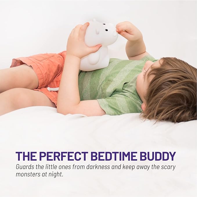 Lumipets Remote Control Silicone Night Light for Kids - Hippo Design with 9 Soft Colors & Sleep Timer - Rechargeable, Battery-Operated Lamp for Bedroom | Baby Nursery, Toddler, Girls, Boys