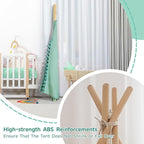 Teepee Tent for Kids with Padded Mat Cotton Canvas Kids Tent with Pompom for Toddlers Indoor Play Tent for Girls Boys with Stars Lights, Carry Bag, Banner Flag (Green)