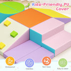 Lischwert Foam Climbing Blocks for Toddlers 1-3, 7pcs Soft Play Set with Crawling Exploration Toys, Indoor Outdoor Infant Safe Blocks for Baby Gym Toddler Playground