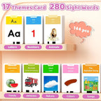 Toddlers Bilingual Spanish & English Talking Flash Cards with 288 Sight Words, Speech Therapy Toys for 1 2 3 4 5 6 Years Old Boys and Girls, Learning Educational Kids Gifts (Pink)