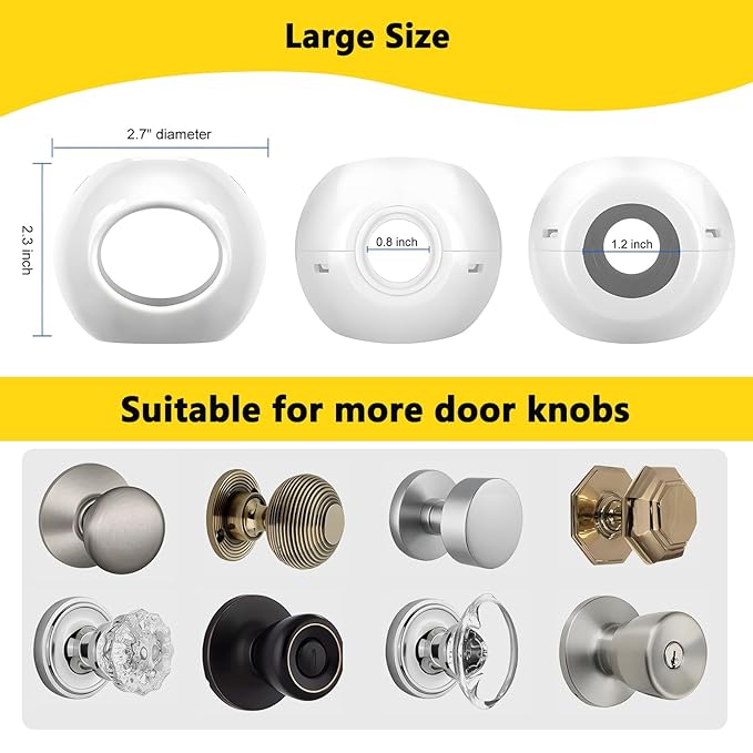 Large Size Door Knob Safety Cover for Kids (4 Pack) Child Proof Door Knob Covers Keep Kids from Opening Doors Baby Proof Door Knob Covers Fit Big Diameter Door Knob - Garage Bathroom Front Door Pantry