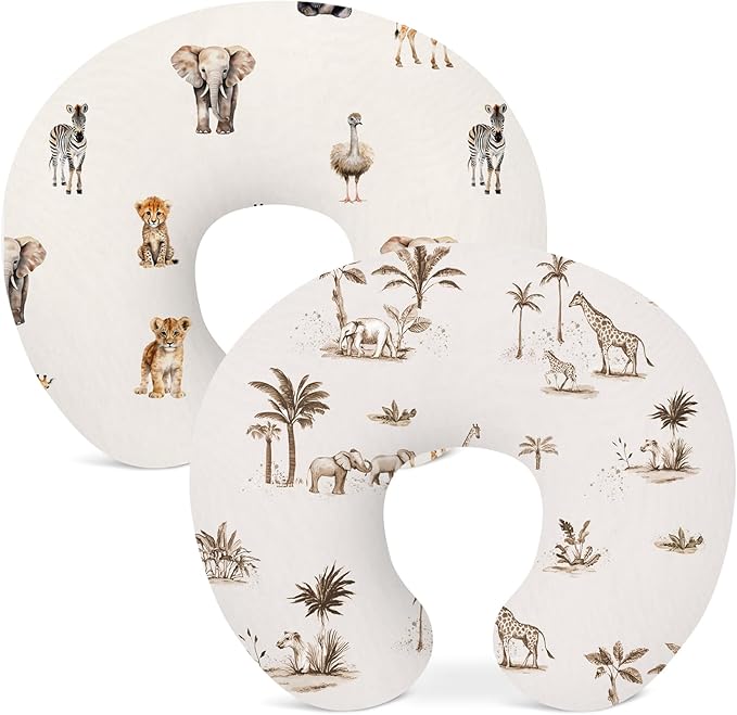 Nursing Pillow Covers 2 Pack, Breastfeeding Pillow Slipcovers Soft and Stretchy, Nursing Covers for Baby Girls Boys Newborn