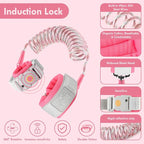 Lehoo Castle Upgraded Anti Lost Wrist Link, Kid Harness with Induction Lock, Safety Wrist Leash for Toddlers, Kids Backpack Leash, Child Leash Harness (Pink)