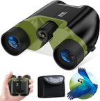 High Powered 15x25 Compact Binoculars for Adults&Kids with BAK4 Prism,FMC Lens,Waterproof Binocular with Low Light Vision,Small Binoculars for Cruise Ship/Theater/Travel/Sightseeing (Green)