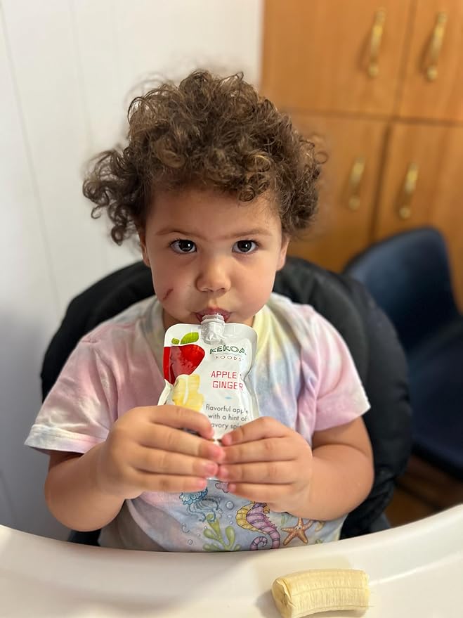 Kekoa Foods 100% USDA Certified-Organic Vegetarian Baby Food Puree Starter Packs: Gluten-Free, Vegan 3.5 oz Squeeze Pouches (12 Pack) | Apple Ginger, Squash & Kale w/Turmeric | High Fiber & Vitamins