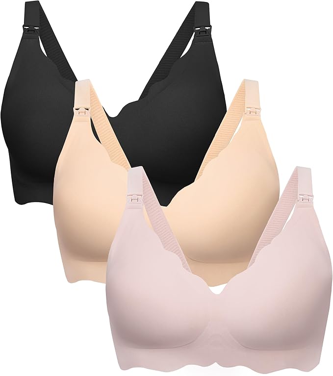 Angelhood Nursing Bras for Breastfeeding Ultra Comfort Seamless Maternity Bra Pack Wireless Pregnancy Bralette Bra Extender