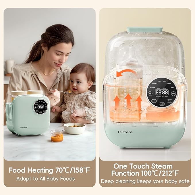 Baby Bottle Warmer, Felizbebe 10-in-1 Double Bottle Warmer for Breastmilk or Formula, Accurate Temperature Control, Timer, Sterili-zing, Defrost, Heat Food, Keep Warm, Breast Milk Warmer for Baby