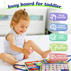 TenFans Montessori Busy Board | 1-4 Year Old Toddler Learning Toy | Fine Motor Skills Development | Montessori Sensory Playset | Early Childhood Education Tool | Portable Travel Preschool Activity Kit