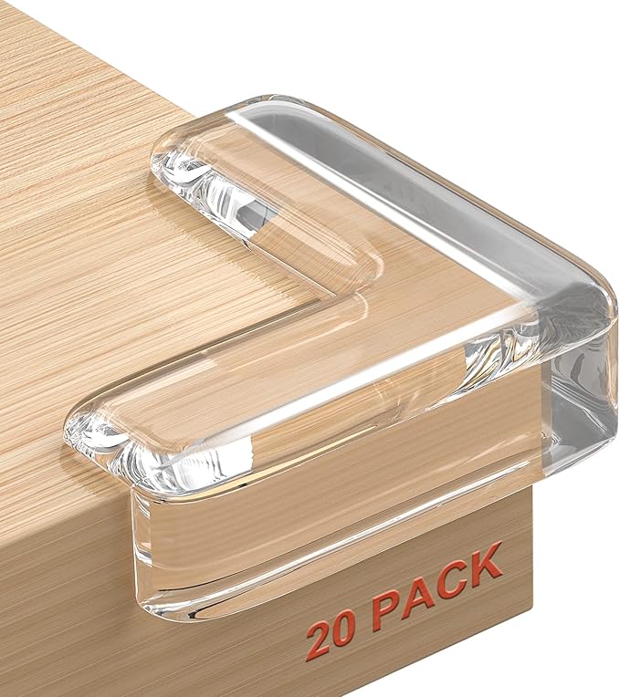 HOMREALM Baby Proofing 20 Pack Corner Guards Furniture Corner & Edge Safety Bumpers Corner Covers Protectors Baby Proof Bumper & Cushion to Cover Sharp Furniture & Table Edges (L Shape)