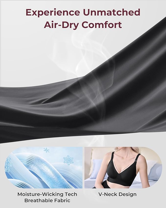 Momcozy CoolFit Nursing Bras for Breastfeeding, Ultra Stretch Seamless Jelly Strip Maternity Bra, Cooling Wireless