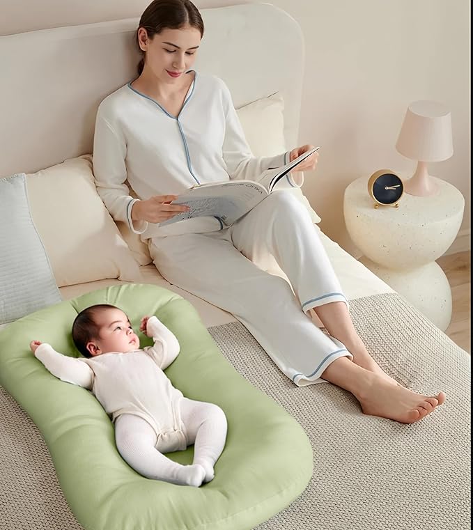 Baby Lounger for Newborn 0-18 Months, Bionic Design Infant Floor Seats & Loungers for Home and Travel, Soft Organic Cotton Baby Lounger, Newborn Babies Shower Gifts