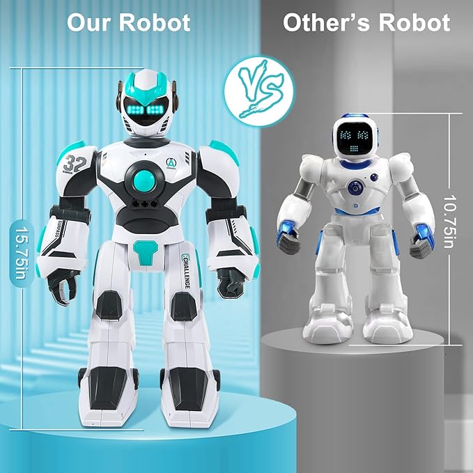 RC Robot Toy for Kids Remote Control Robot Toy, Smart Gesture Sensing Rechargeable & Programmable Robot Walking Dancing Singing Chirstmas Gift for 3-15 Years Old Boys Girls