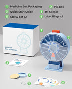 Daviky Pill Dispenser Daily, Large Pill Organizer with Wall-Mounted or Standing Use, 14 Days Pill Container, Push Button Design, Weekly Pill Box for Vitamin, Medicine,Supplement, Fish Oil(Blue)