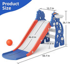 67i Toddler Slide for Indoor & Outdoor Play with Basketball Hoop, Anti-Slip Steps, 46.8in Baby Climber (Blue)