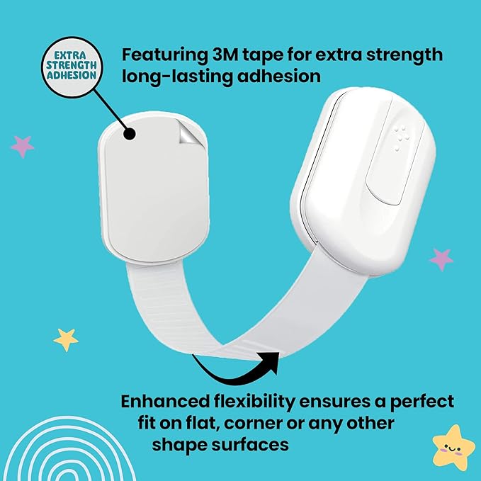 Booboo® (6 Pack) Premium Child Safety Cupboard Door Strap Locks | Baby Proof Your Cabinets with No Trapped Fingers | Extra Easy Installation, No Tools Needed