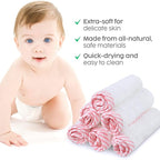 San Francisco Baby Washcloths for Newborn — Rayon from Bamboo Washcloths, Baby Wash Cloths Soft, Wash Cloths for Babies, Baby Wash Cloth — 6 Pieces, Pink