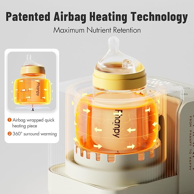 Phanpy SmartSwirl Waterless Bottle Warmer - Patented Airbag Heating for Nutrient Protection, Off-Center & Smart Dual-Direction Mixing for Clump-Free Formula, Fits All Bottles, Quiet & Safe