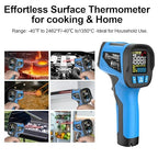 Infrared Thermometer Temperature Gun, -40℉~2462℉, 30:1 Pyrometer High Temp Thermometer with K-Probe, Non-Contact Digital IR Laser Thermometer Temp Gun for Cooking, Engine, Kiln, Forging, HVAC