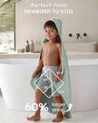 Yoofoss Hooded Baby Towels for Newborn 2 Pack 100% Muslin Organic Cotton Baby Bath Towel with Hood for Babies, Infant, Toddler and Kids, 37.5"x37.5", Soft and Absorbent Newborn Essential,Blue&Green