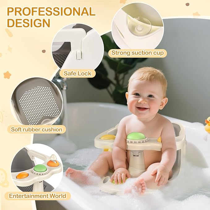 Baby Bath Seat for Babies 6 Months & Up - Non-Slip Toddler Bath Seat for Baby & Newborn with Suction Cups, Safe Baby Bath tub Seat with Suction Cups, Baby Bath Chair