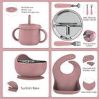 13 Pack Silicone Baby Feeding Set, BPA-Free Toddler Feeding Supplies, Include Suction Plates, Baby Bowls, Silicone Fork & Spoon, and More, First Stage Baby Dish Set - 6+ Months