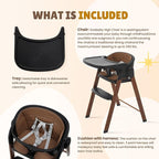 Adjustable High Chair with Removable Tray, Easy to Clean, Portable. 6 Months up to 240 Lb (Black Brown)
