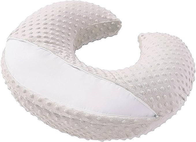 Nursing Pillow and Positioner Breastfeeding and Bottle Feeding, Propping Baby, Tummy Time, Sitting Support for Baby Boy Baby Girl, with Removable Dots Cover (Sand, 22 X 17.7 X 5.9 Inch)