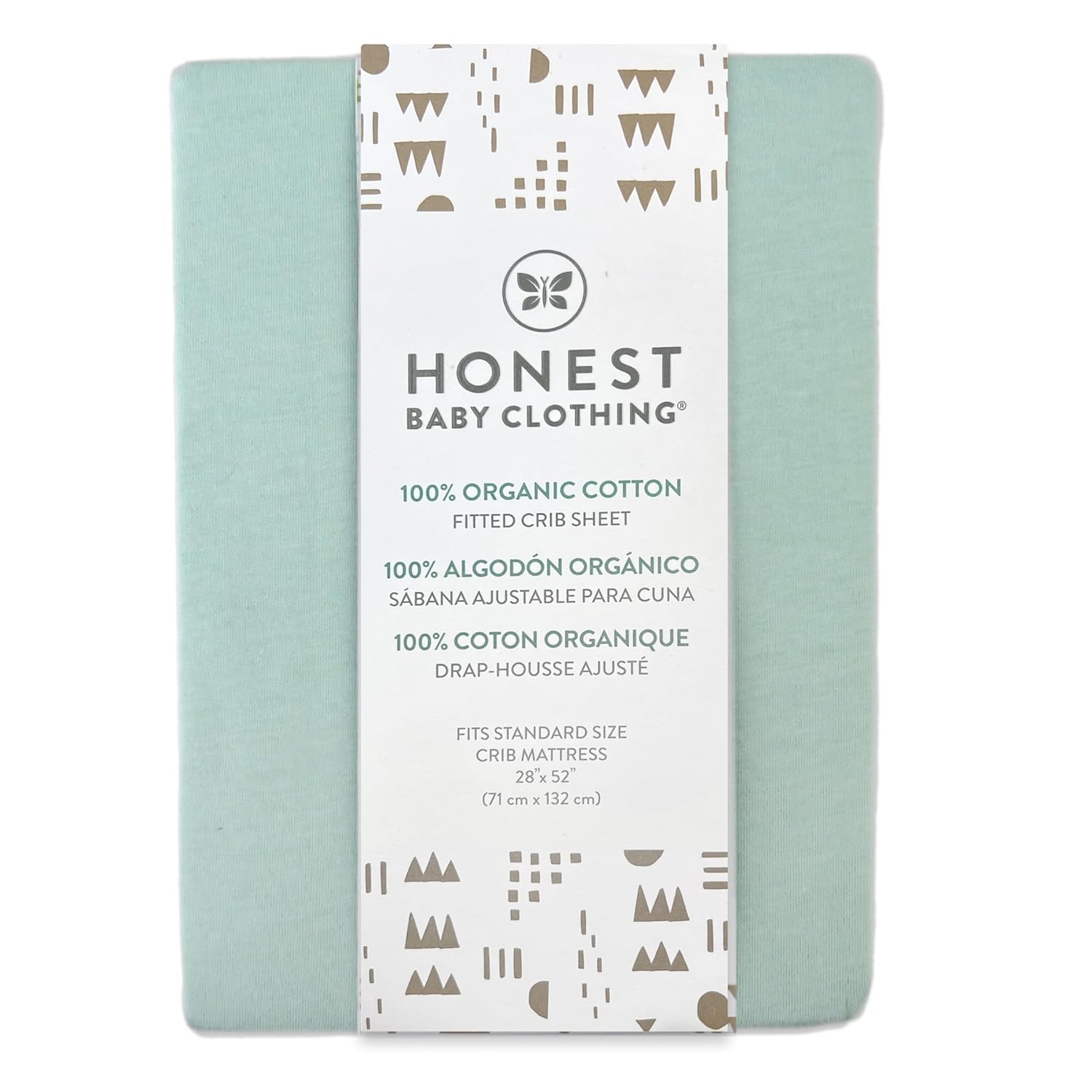 HonestBaby Unisex-Baby Fitted Crib Sheets Set Standard Mattress, 100% Organic Cotton Baby Boys, Girls, Neutral, 1 Pack - SAGE, One Size