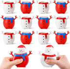 RunNico 12 Pack Christmas Snowman Squeeze Sensory Toy, Santa Claus Squishy Fidget Toys, Stretchy Christmas Snowman Relieve Stress Ball for Holiday Decoration Party Favors Adult Anxiety Relieve