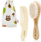haakaa Baby Hair Brush and Comb Set for Newborns & Toddlers - Natural Soft Wool Bristles and Wooden Handle, Gently Grooms Baby's Hair, Ideal for Cradle Cap, Perfect Baby Gift, 2pk