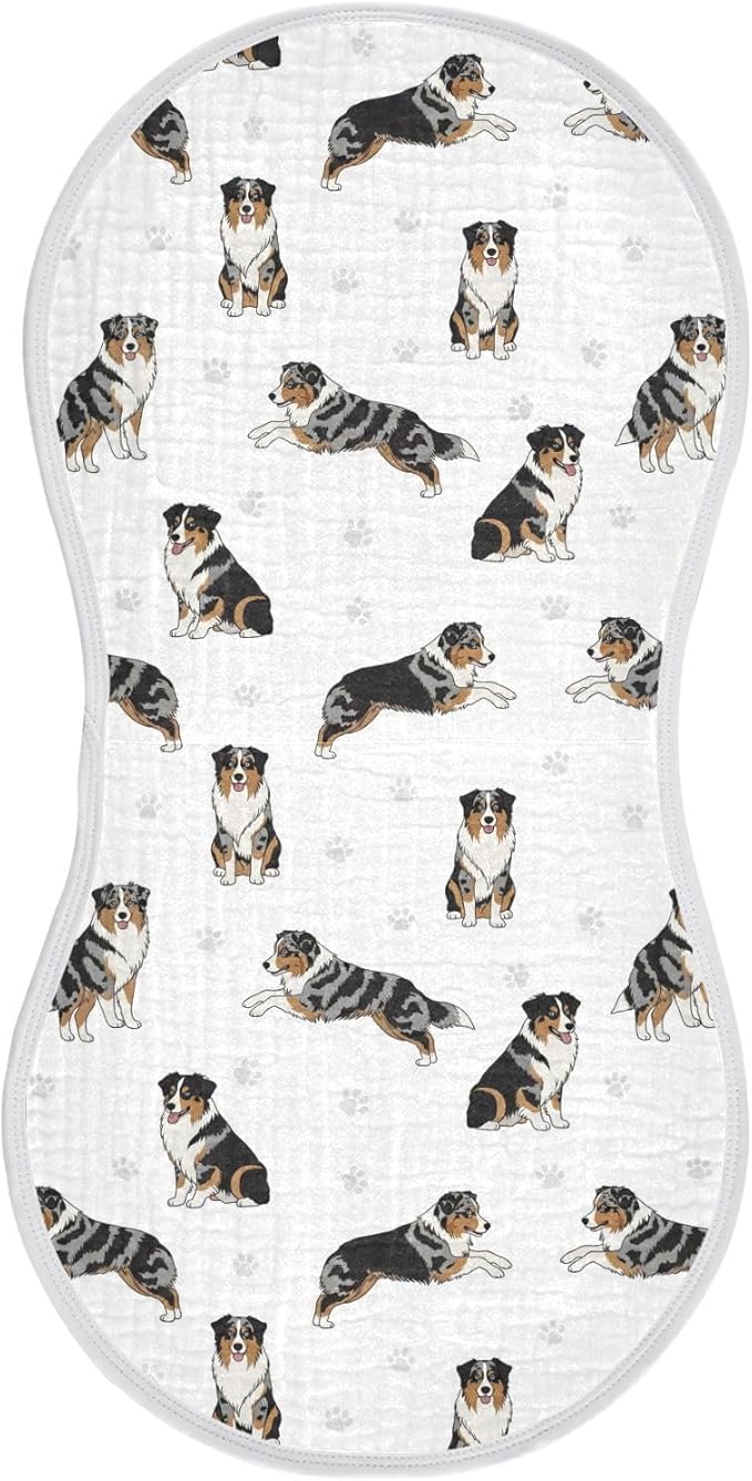 1 Pack Muslin Burp Cloths Bernedoodle Dogs Paw White Cotton Baby Burp Cloths Ultra Absorbent and Soft Thick Burping Cloth for Newborn Babies Boys Girls 22x11 Inch