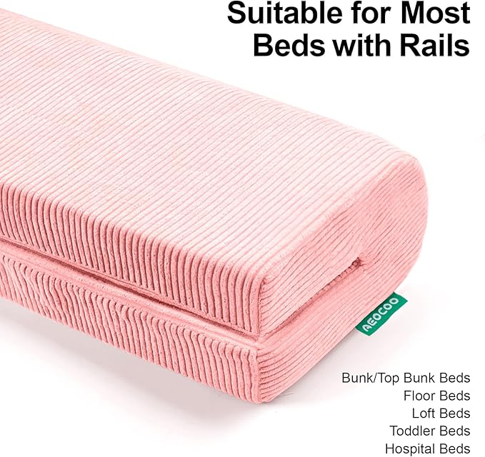 Bed Rail Bumpers Protector, Hospital Bed Rails Padding, Loft Beds and Bunk Beds Bumpers Protector, Premium Soft Memory Foam - Anti-Bump | Fall Prevention, Size 35.4 x 5.5 x 7.9 Inches, Pink