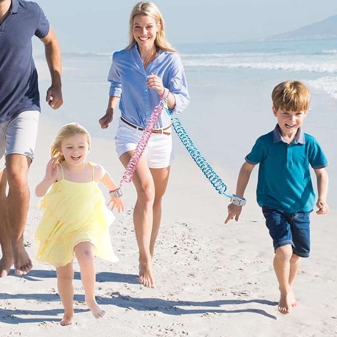 Accmor Toddler Leash with Key Lock, 2 in 1 Upgraded Anti Lost Wrist Link, 2 Packs Reflective Baby Leash with 360 Degree Rotating Connector and Adjustable Bracelet for Babies Boys Girls (6.56ft)