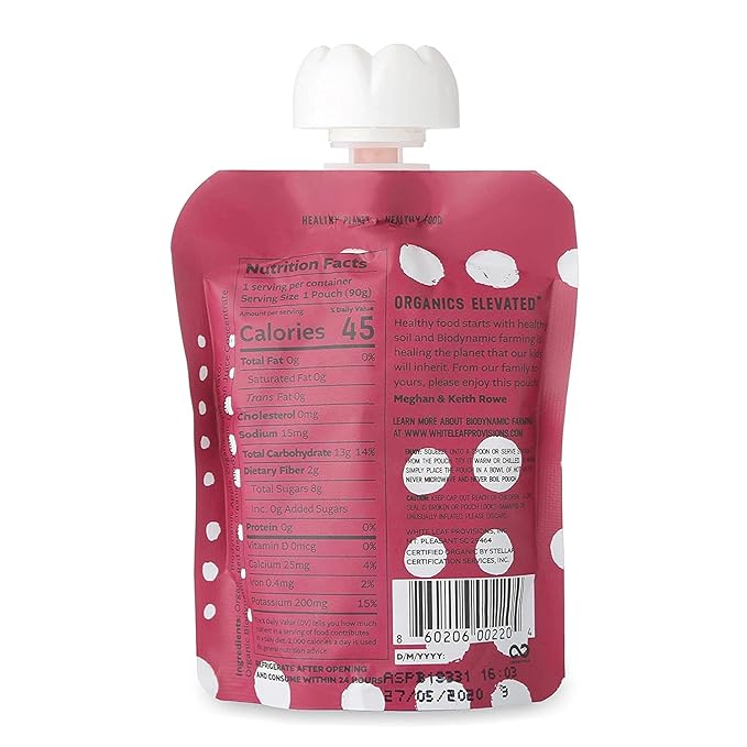 White Leaf Provisions Organic Purees / Baby Food Pouches - Fruits, Veggies & Grains, Toddler snack, Regeneratively Farmed, No Added Sugar, Non-GMO, BPA-Free Pouches 3.17 oz (Pack of 24, Apple + Sweet Potato + Beet)